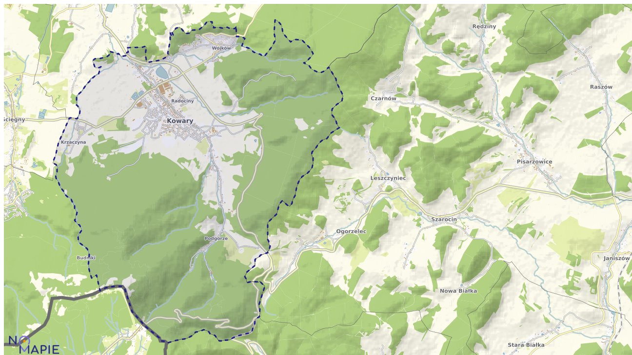 Mapa obszarów ochrony przyrody Kowar